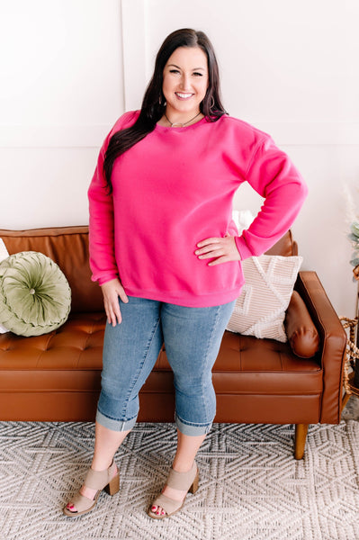 Get Fleeced Crewneck Sweatshirt in Fuchsia*