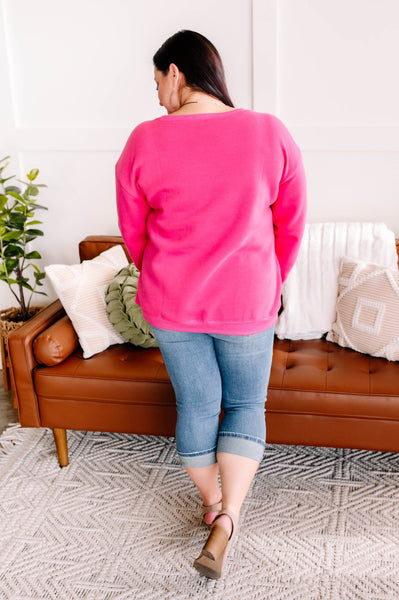 Get Fleeced Crewneck Sweatshirt in Fuchsia*
