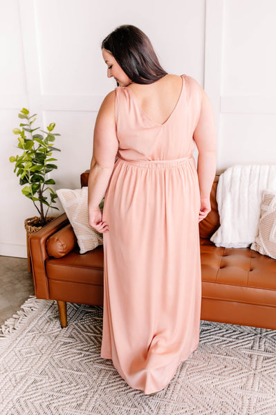 OUTLET  Surplice It To Say Apricot Maxi Dress