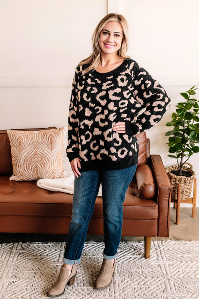 OUTLET Wild Night Animal Print Sweater In Winter Storm