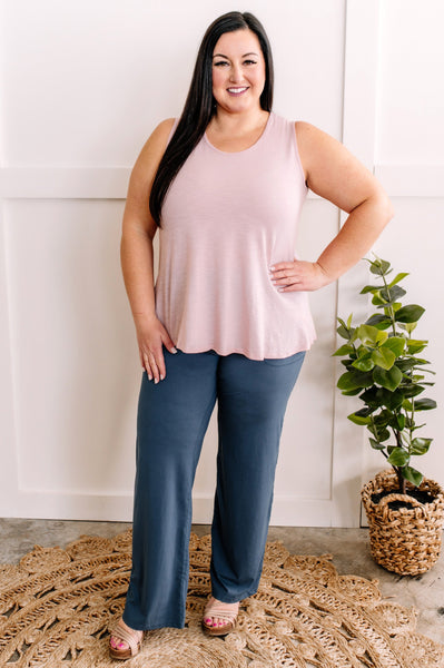 Sleeveless Top In Rose Quartz With Lace Back Detail