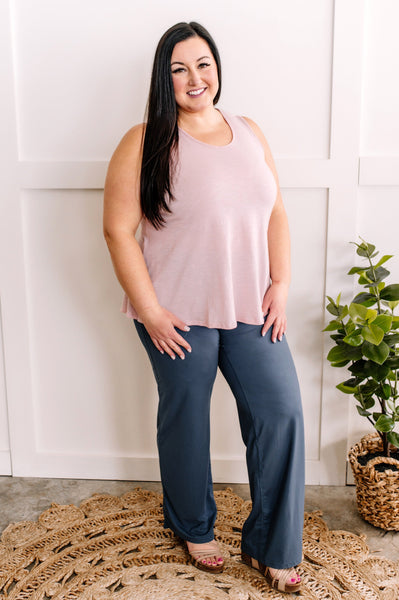 Sleeveless Top In Rose Quartz With Lace Back Detail