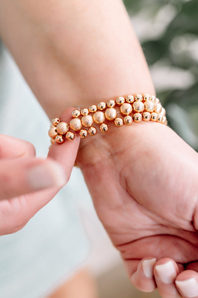 Set Of 3 Gold Beaded Bracelet