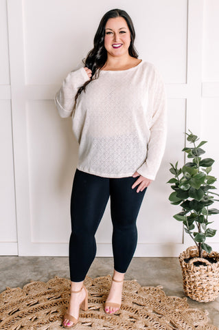 Sweater Knit Long Sleeve Dolman Top In Vanilla