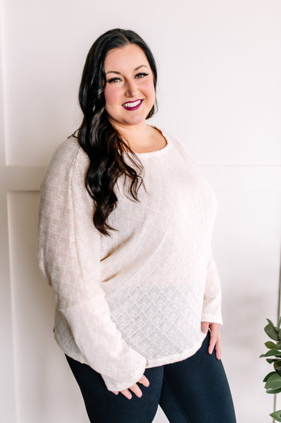 Sweater Knit Long Sleeve Dolman Top In Vanilla
