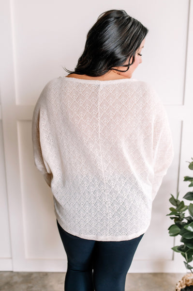 Sweater Knit Long Sleeve Dolman Top In Vanilla