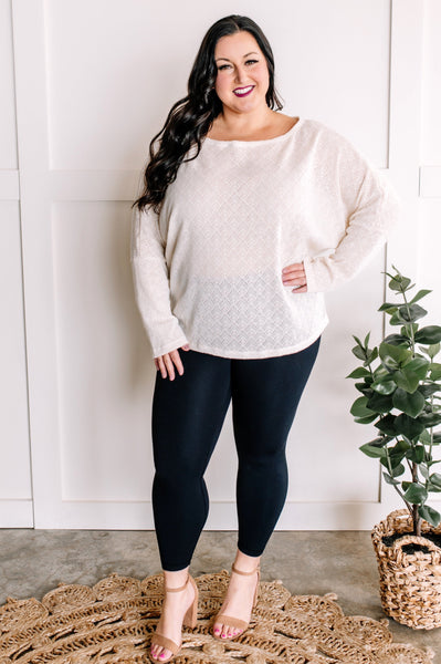 Sweater Knit Long Sleeve Dolman Top In Vanilla