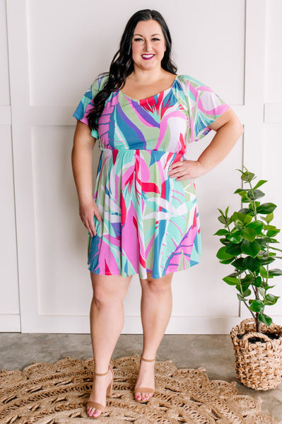 Stretchy Dress With Attached Shorts In Vibrant Colors