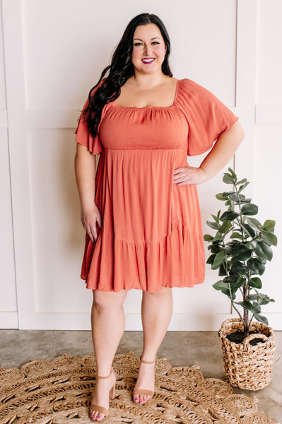 Short Sleeve Dress In Guava