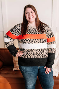 OUTLET-Lost All Track Of Time Leopard Sweater In Riverbed
