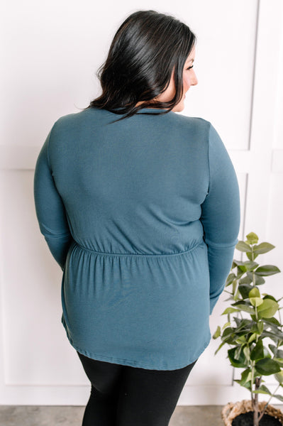 2.26 Surplice Long Sleeve Peplum Top In Rich Teal