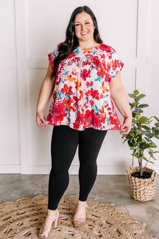 2.26 Emily Wonder Short Sleeve Blouse In Spring Flowers