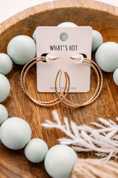 2.26 Double Layered Hoop Earrings In Gold