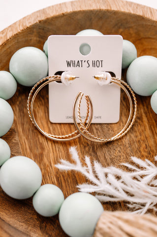 2.26 Double Layered Hoop Earrings In Gold