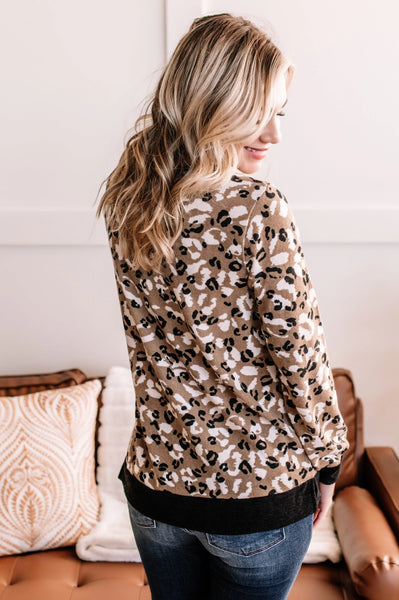 OUTLET Chasing Tail Knit Top In Animal Print