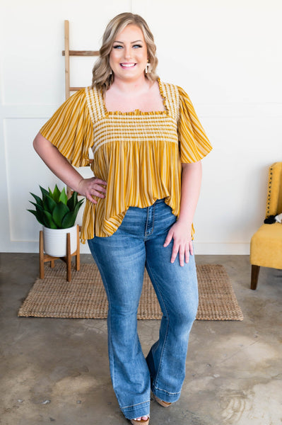 OUTLET - Can't Tie Me Down Top In Marigold - Large