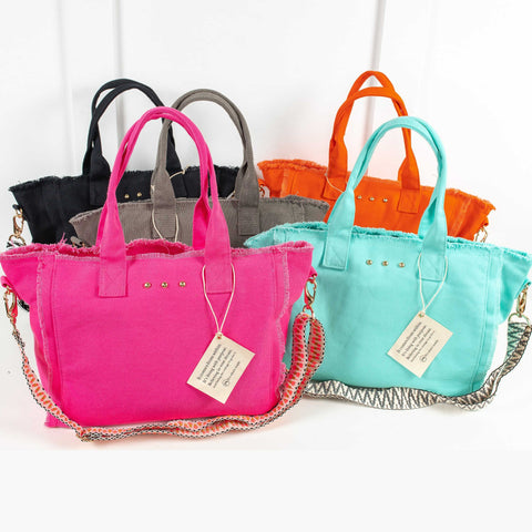 LUNA FRINGE CANVAS CROSSBODY TOTE BAG