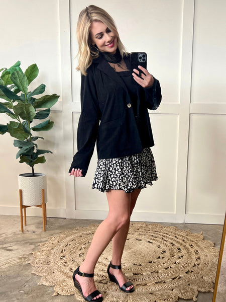 Tailored Corduroy Blazer In Classic Black
