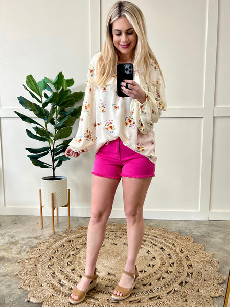 *Hot Pink Denim Shorts By Judy Blue