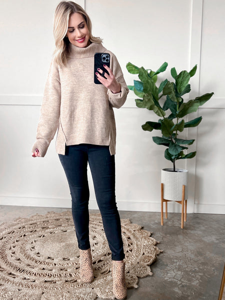 Cowl Neck Sweater In Cappuccino