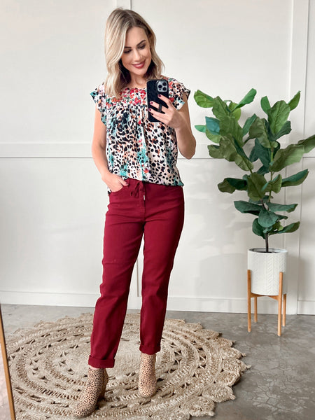 Scarlet Denim Cuffed Joggers By Judy Blue Jeans*