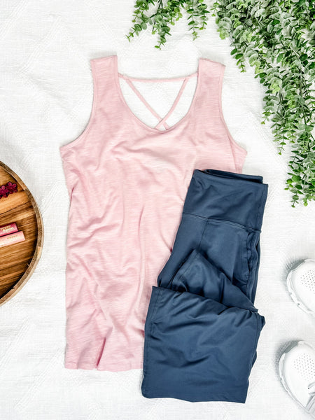 Sleeveless Top In Rose Quartz With Lace Back Detail