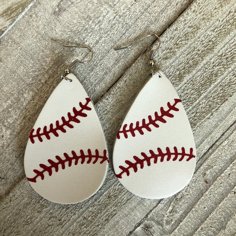 Baseball Leather Hang Earrings