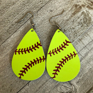Softball Leather Hang Earrings