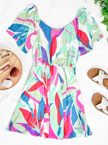 Stretchy Dress With Attached Shorts In Vibrant Colors