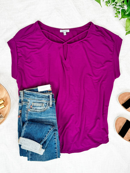 Criss Cross Front Top In Vibrant Violet