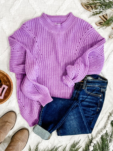 12.13 Cozy Knit Sweater In Bright Orchid