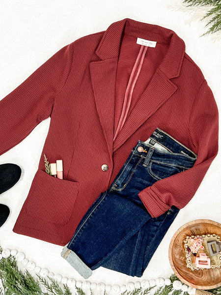 12.22 Textured Blazer With Pockets In Lingonberry