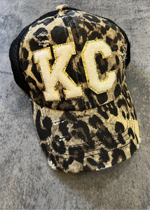 KC CHENILLE PATCH DISTRESSED HIGH PONY HATS