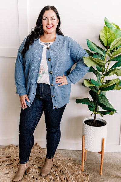 Button Down Sweater Cardigan Blue Nova