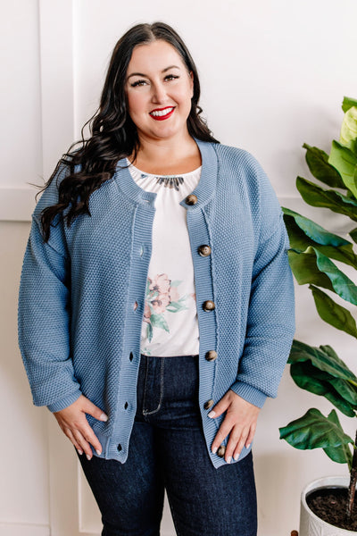 Ivory Floral Three-Quarter Sleeve Top With Button Detail