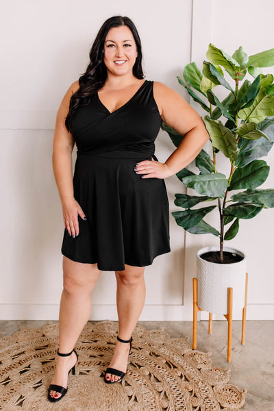 Sleeveless Dress With Shorts In Deep Black