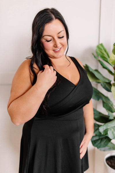 Sleeveless Dress With Shorts In Deep Black
