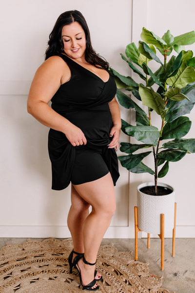 Sleeveless Dress With Shorts In Deep Black