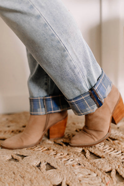 Plaid Cuffed Light Wash Straight Leg Judy Blue Jeans