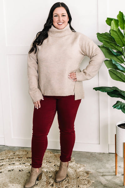 Cowl Neck Sweater In Cappuccino