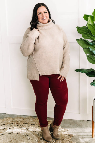 Cowl Neck Sweater In Cappuccino
