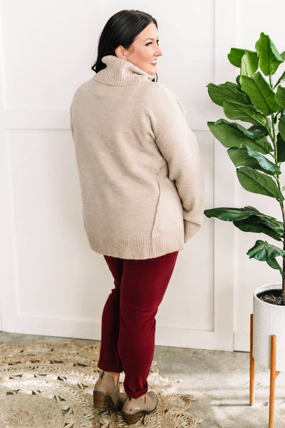 Cowl Neck Sweater In Cappuccino
