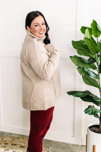 Cowl Neck Sweater In Cappuccino