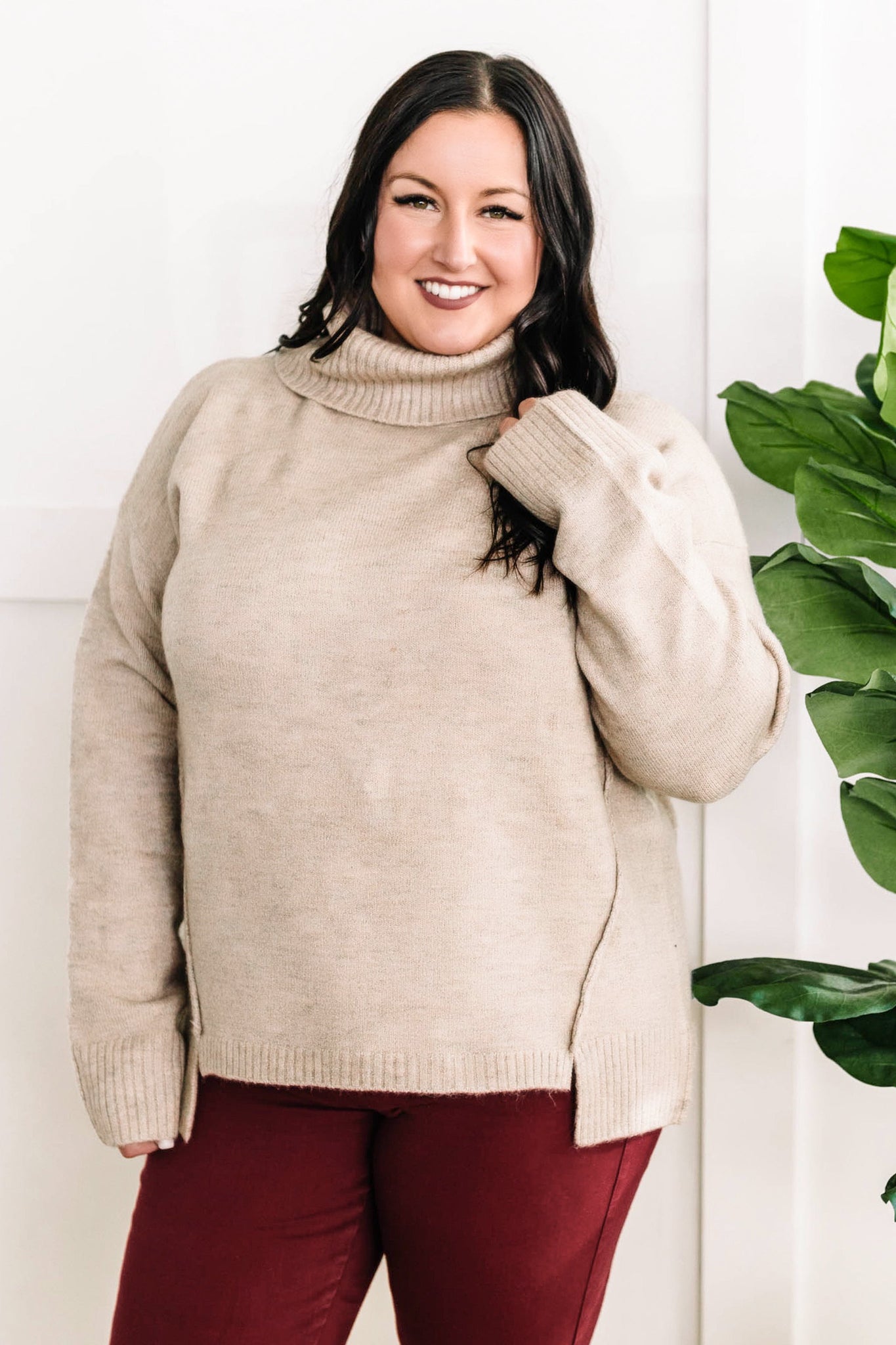 Cowl Neck Sweater In Cappuccino