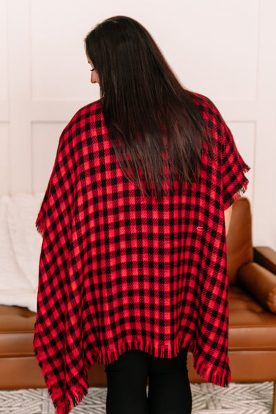 OUTLET - Double Down Black & Red Plaid Kimono - OS