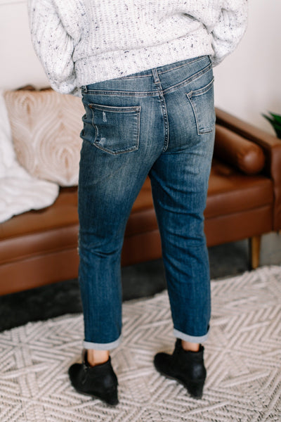 Patch Things Up Destroyed Knee Boyfriend Judy Blue Jean IN STORE