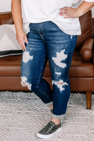 *Coming In First Boyfriend Distressed Judy Blue Jeans
