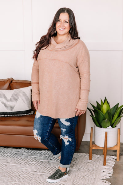 OUTLET - Blush This Way Cowl Neck Top - large