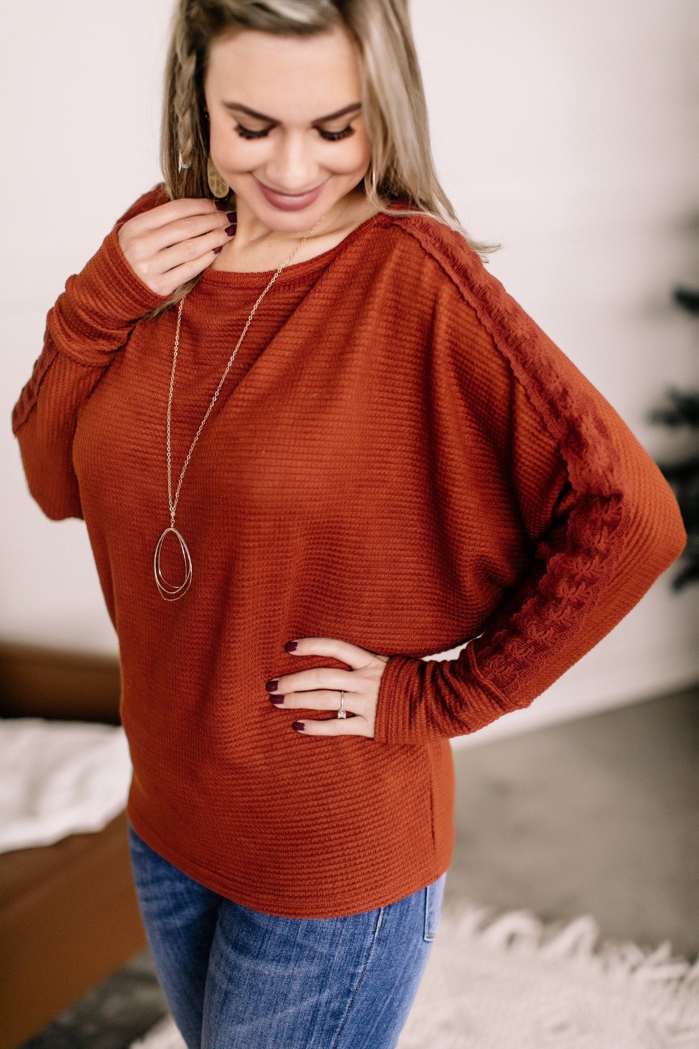 OUTLET - Turning Tables Knit Top In Copper Mountain - Large