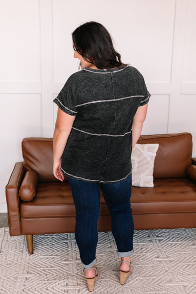 OUTLET - Redundancy In Black Mineral Wash Top - Medium